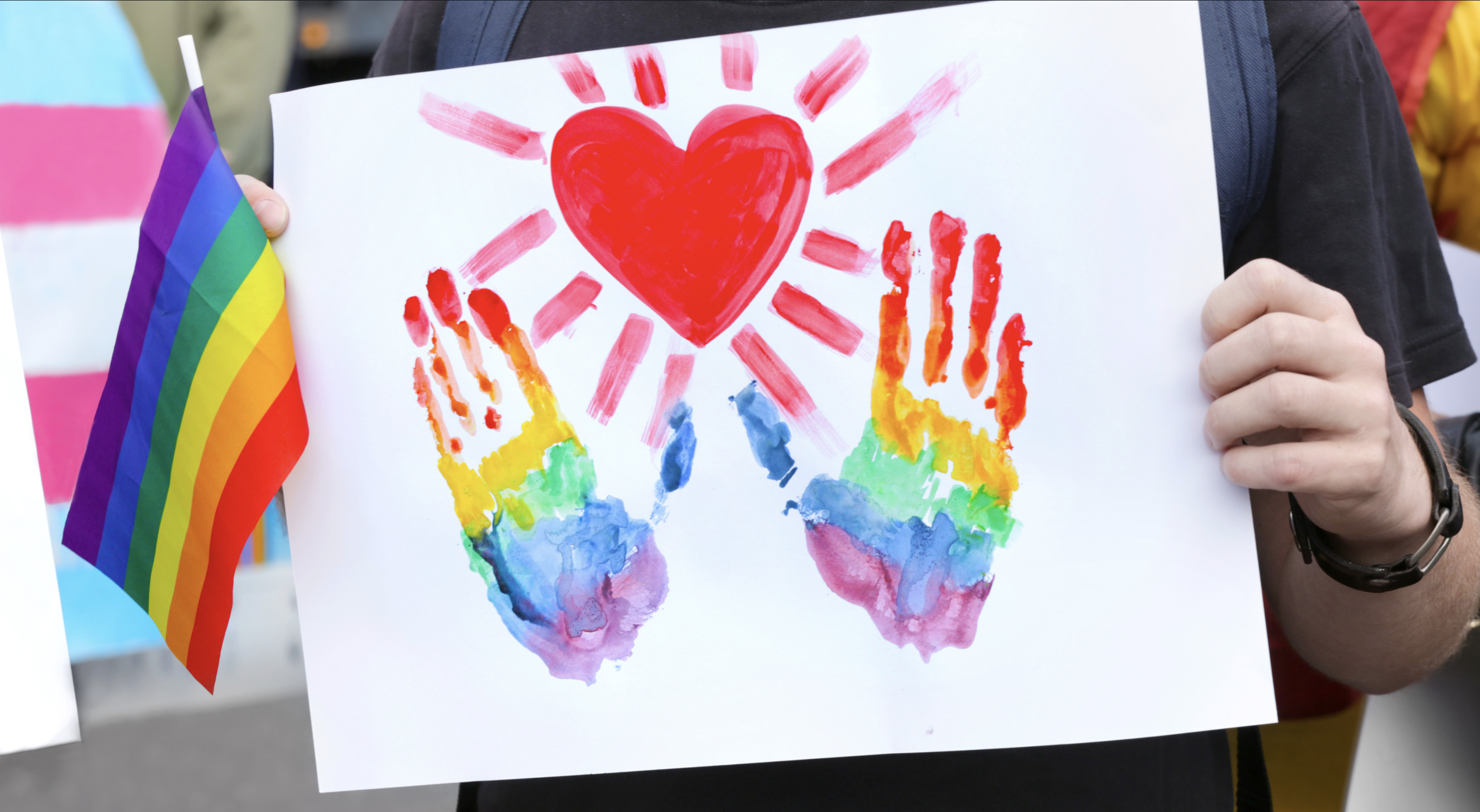 Rainbow hands and heart finger painting