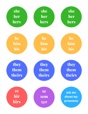 Pronoun stickers