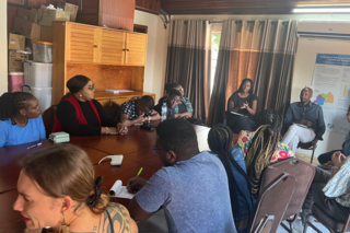 Participants sit around a conference table asking questions.