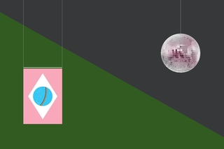 flag and discoball