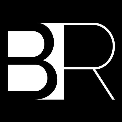 Broad Recognition logo: black B and white R on a black background